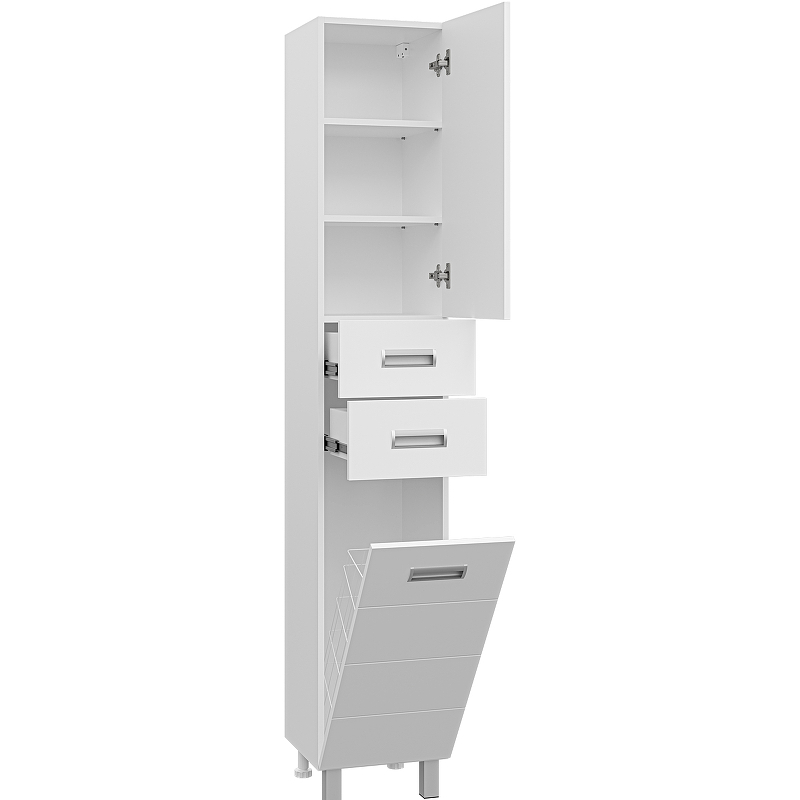 Шкаф пенал Misty Селена 35 R П-Сел05035-01БкП с бельевой корзиной Белый глянцевый, купить, цена, заказать, магазин, доставка, скидка, промокод, купить, цена, заказать, магазин, доставка, скидка, промокод