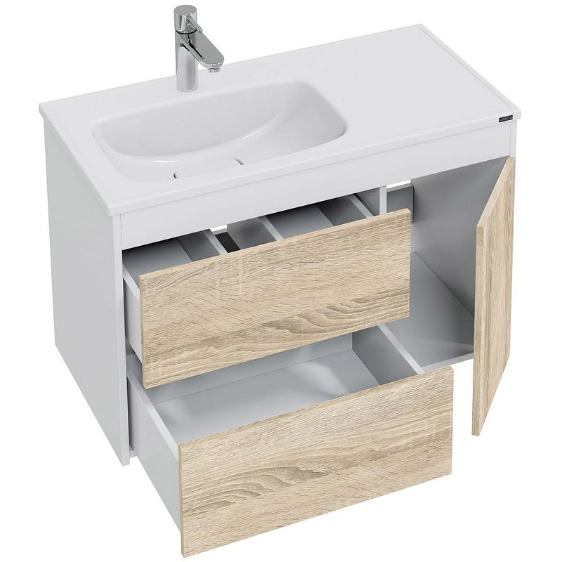 Тумба под раковину СанТа Меркурий 90 700456 подвесная Янтарное дерево Белая, купить, цена, заказать, магазин, доставка, скидка, промокод, купить, цена, заказать, магазин, доставка, скидка, промокод