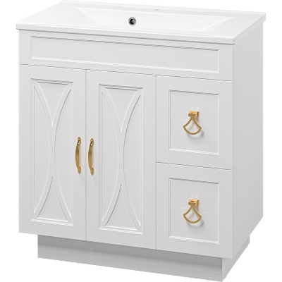 Тумба с раковиной Misty Амбра 80 УТ000010379 Белая матовая