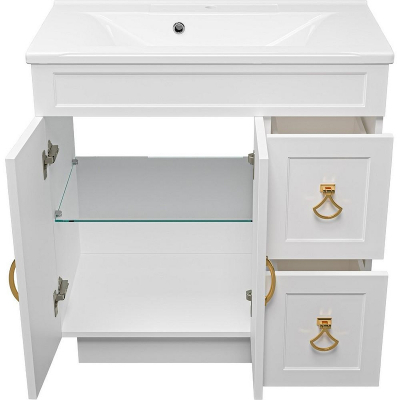 Тумба с раковиной Misty Амбра 80 УТ000010379 Белая матовая