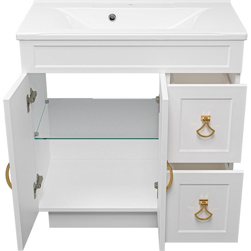 Тумба с раковиной Misty Амбра 80 УТ000010379 Белая матовая, купить, цена, заказать, магазин, доставка, скидка, промокод, купить, цена, заказать, магазин, доставка, скидка, промокод