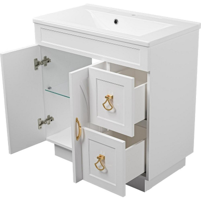 Тумба с раковиной Misty Амбра 80 УТ000010379 Белая матовая