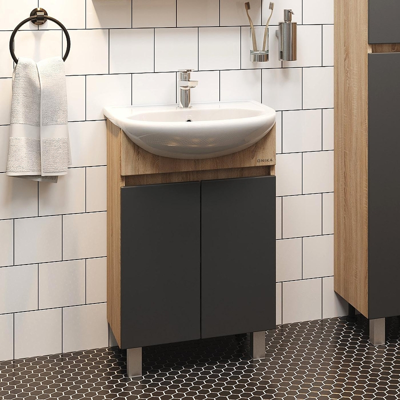 Тумба под раковину Onika Милтон 60 106147 цвет Дуб сонома Серый, купить, цена, заказать, магазин, доставка, скидка, промокод, купить, цена, заказать, магазин, доставка, скидка, промокод