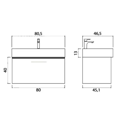 Тумба под раковину Creto Milano 80 5-1377CH подвесная Charleston