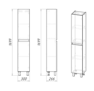 Шкаф пенал Grossman Поло 30 303003-1 цвет Дуб сонома светлый Белый глянцевый