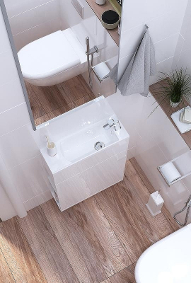 Тумба с раковиной 1MarKa Stretto 50П У94716 подвесная Белый глянец