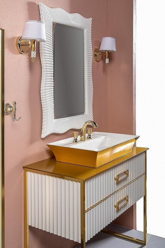 Тумба под раковину Boheme Armadi Art Monaco 100 867-100-WG Белый глянец Золото, купить, цена, заказать, магазин, доставка, скидка, промокод, купить, цена, заказать, магазин, доставка, скидка, промокод