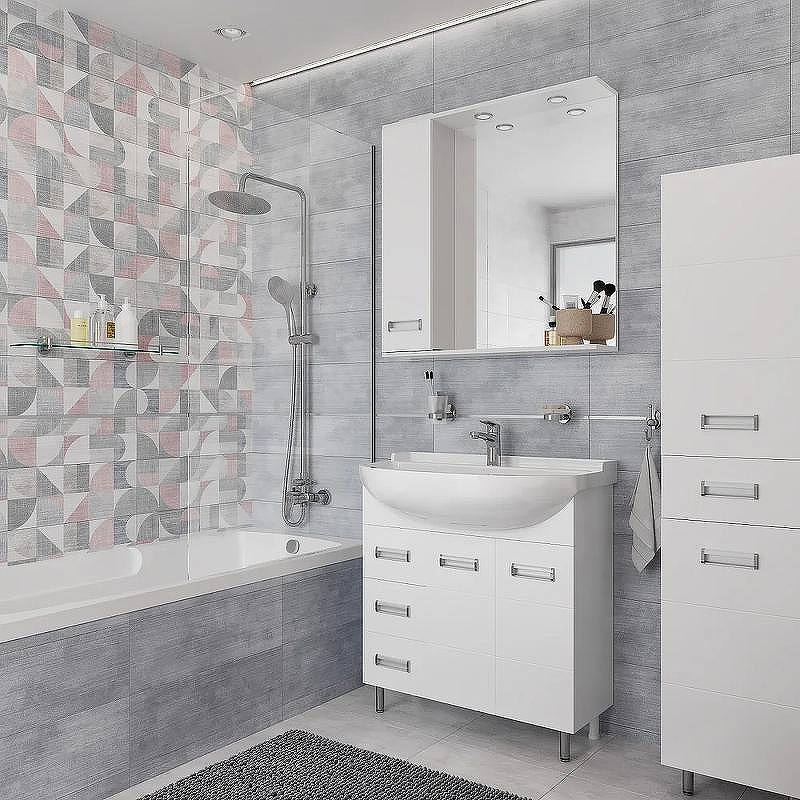 Зеркало со шкафом DIWO Дмитров 80 L СО-Дм04080-011Л с подсветкой Белое, купить, цена, заказать, магазин, доставка, скидка, промокод, купить, цена, заказать, магазин, доставка, скидка, промокод