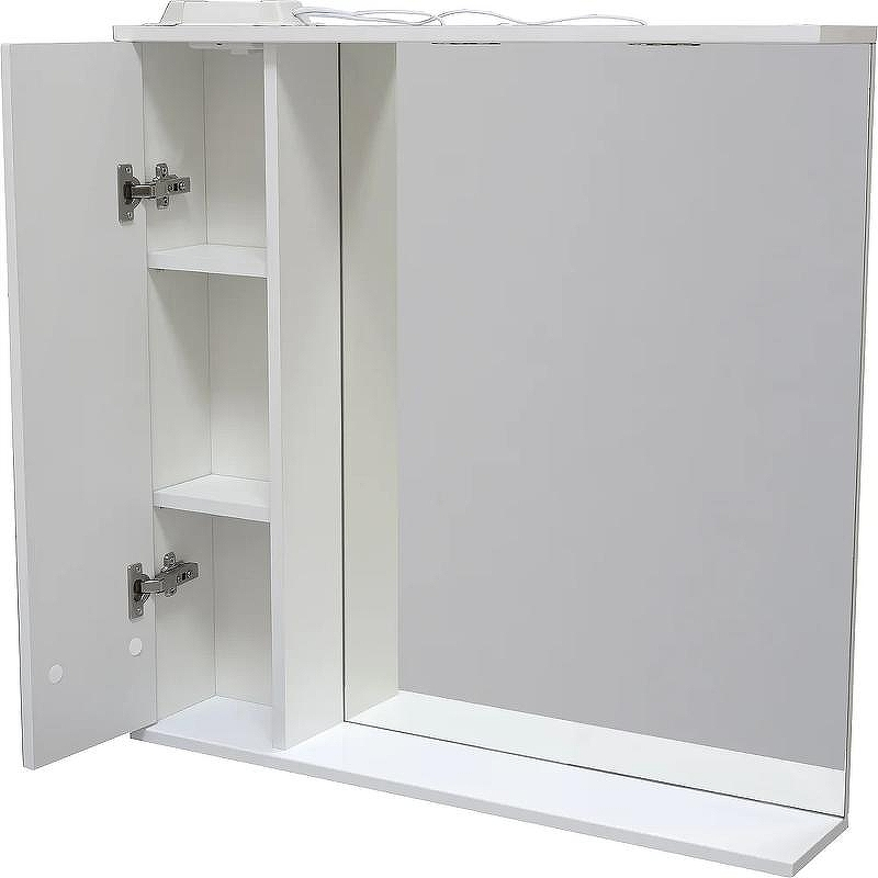 Зеркало со шкафом DIWO Дмитров 80 L СО-Дм04080-011Л с подсветкой Белое, купить, цена, заказать, магазин, доставка, скидка, промокод, купить, цена, заказать, магазин, доставка, скидка, промокод