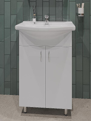 Тумба с раковиной Orange Лайт 60 LA-60TUW+RA Белый глянец