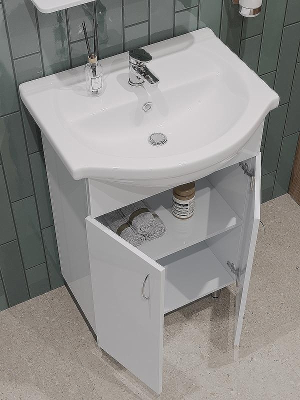 Тумба с раковиной Orange Лайт 60 LA-60TUW+RA Белый глянец, купить, цена, заказать, магазин, доставка, скидка, промокод, купить, цена, заказать, магазин, доставка, скидка, промокод