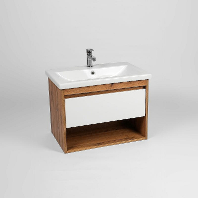 Тумба под раковину VIANT Бостон 50 VBOS50CO-T1YP подвесная Белая Дуб Вотан