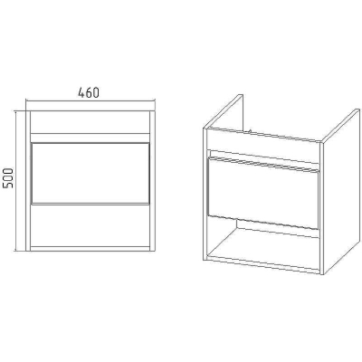 Тумба под раковину VIANT Бостон 50 VBOS50CO-T1YP подвесная Белая Дуб Вотан