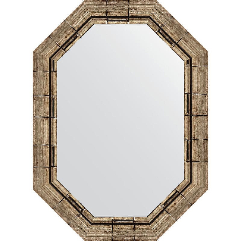 Зеркало Evoform Octagon 53x73 BY 7125 в багетной раме - Серебряный бамбук 73, купить, цена, заказать, магазин, доставка, скидка, промокод, купить, цена, заказать, магазин, доставка, скидка, промокод