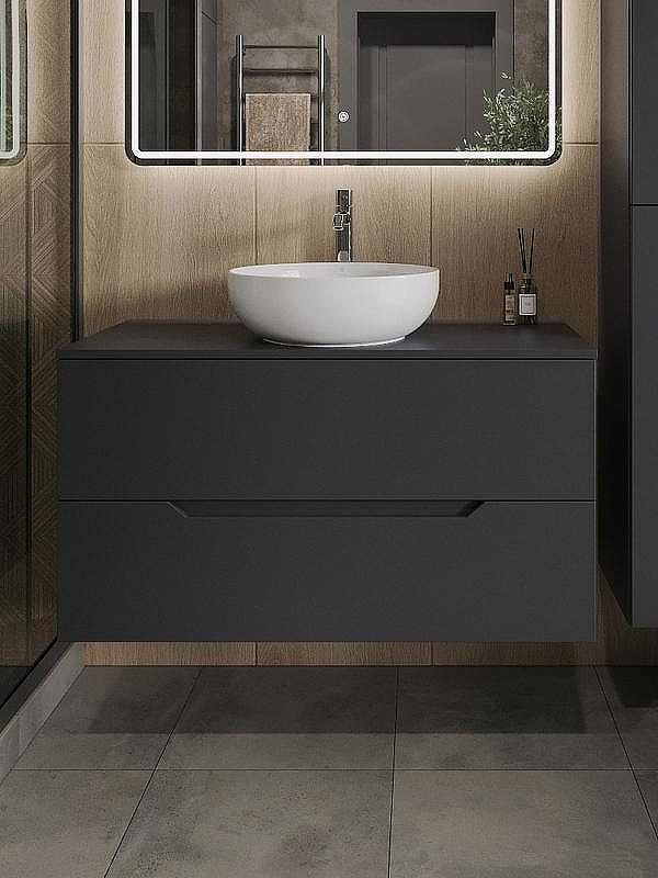 Тумба с раковиной Orange Line 100 Li-100TugMDF+B07-420W подвесная Графит матовый, купить, цена, заказать, магазин, доставка, скидка, промокод, купить, цена, заказать, магазин, доставка, скидка, промокод