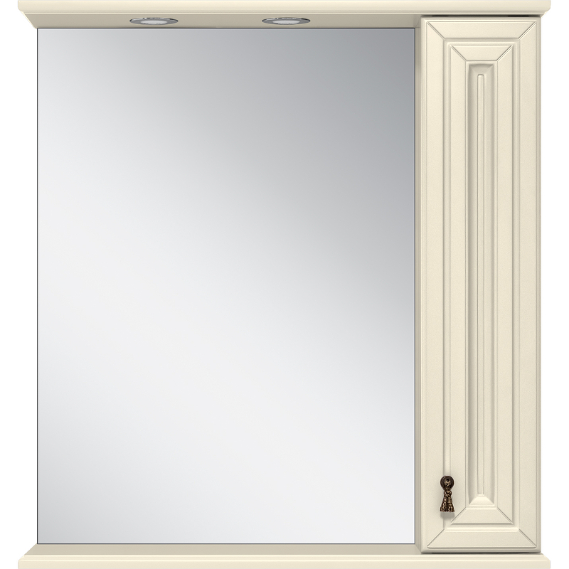 Зеркало со шкафом Misty Лувр 75 R П-Лвр03075-1014П с подсветкой Слоновая кость, купить, цена, заказать, магазин, доставка, скидка, промокод, купить, цена, заказать, магазин, доставка, скидка, промокод