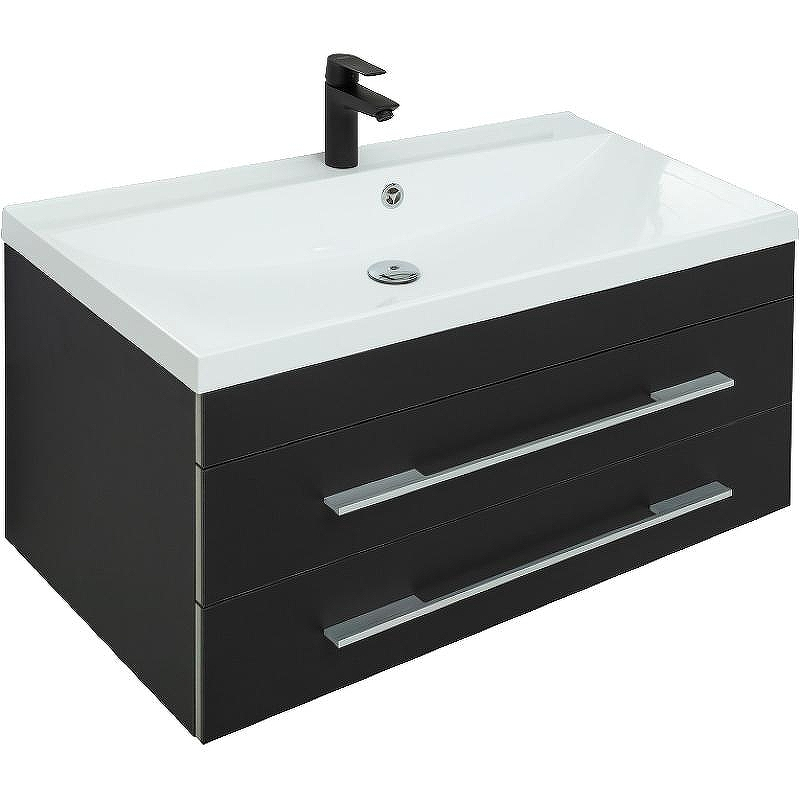 Тумба под раковину Aquanet Верона 90 272429 подвесная Черная матовая, купить, цена, заказать, магазин, доставка, скидка, промокод, купить, цена, заказать, магазин, доставка, скидка, промокод