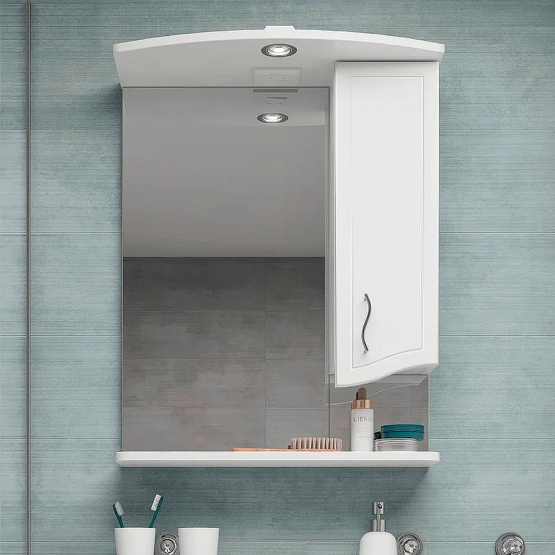 Зеркало со шкафом DIWO Переславль 60 R PER.Z.60/P/W с подсветкой Белое, купить, цена, заказать, магазин, доставка, скидка, промокод, купить, цена, заказать, магазин, доставка, скидка, промокод