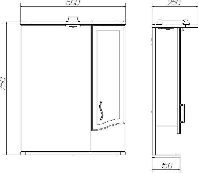 Зеркало со шкафом DIWO Переславль 60 R PER.Z.60/P/W с подсветкой Белое, купить, цена, заказать, магазин, доставка, скидка, промокод, купить, цена, заказать, магазин, доставка, скидка, промокод