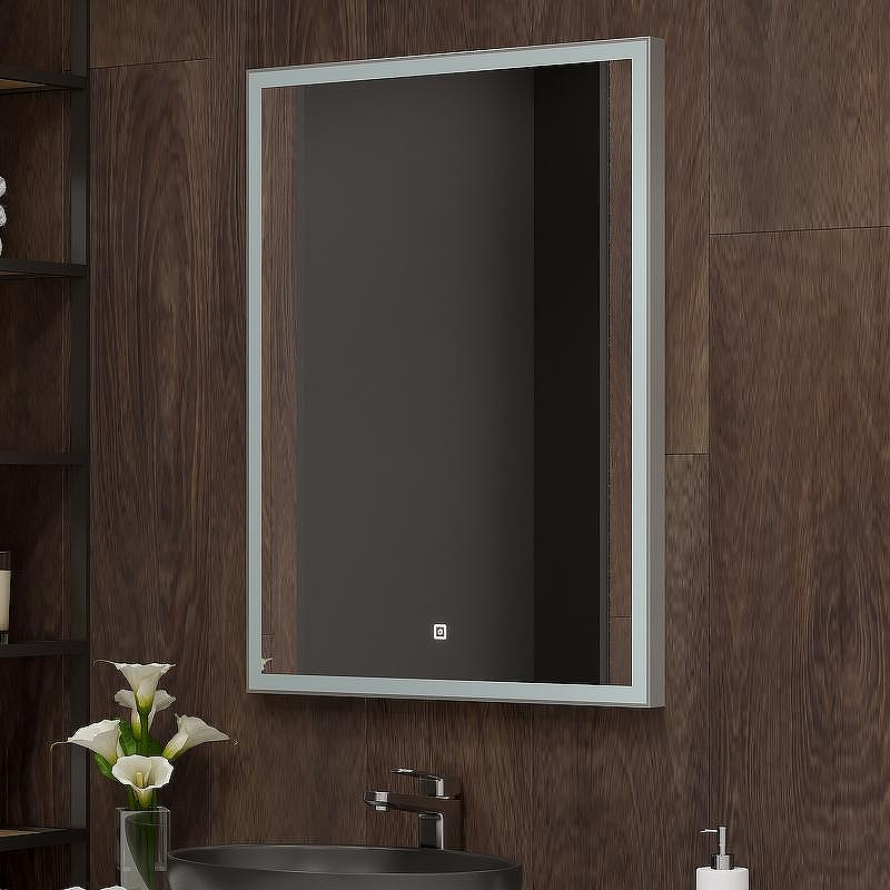 Зеркало Континент Frame Silver 600х800 ЗЛП891 с подсветкой с сенсорным выключателем, купить, цена, заказать, магазин, доставка, скидка, промокод, купить, цена, заказать, магазин, доставка, скидка, промокод