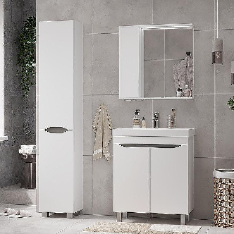 Зеркало со шкафом Volna Lake 70 L zsLAKE70.L-01 с подсветкой Белое, купить, цена, заказать, магазин, доставка, скидка, промокод, купить, цена, заказать, магазин, доставка, скидка, промокод