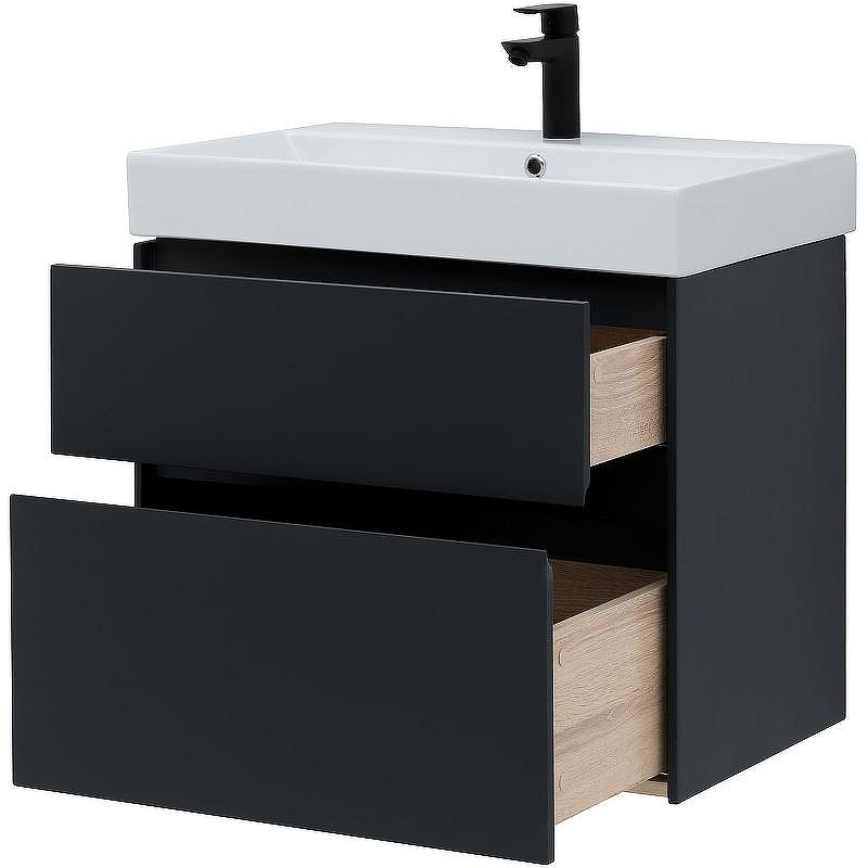 Тумба с раковиной Aquanet Бруклин 70 312876 подвесная Антрацит матовый, купить, цена, заказать, магазин, доставка, скидка, промокод, купить, цена, заказать, магазин, доставка, скидка, промокод