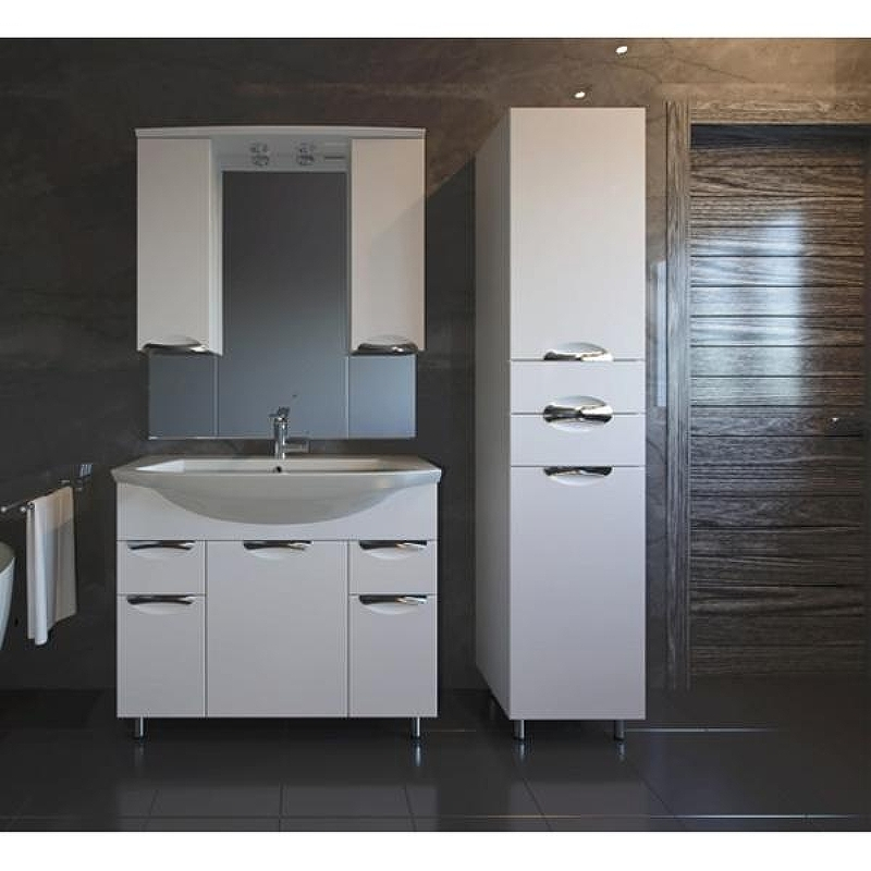 Зеркало со шкафом АСБ-мебель Мессина 100 9616 с подсветкой Белый, купить, цена, заказать, магазин, доставка, скидка, промокод, купить, цена, заказать, магазин, доставка, скидка, промокод