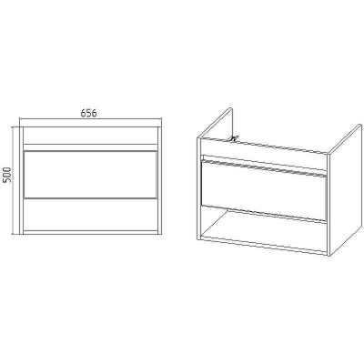 Тумба под раковину VIANT Бостон 70 VBOS70CO-T1YP подвесная Белая Дуб Вотан