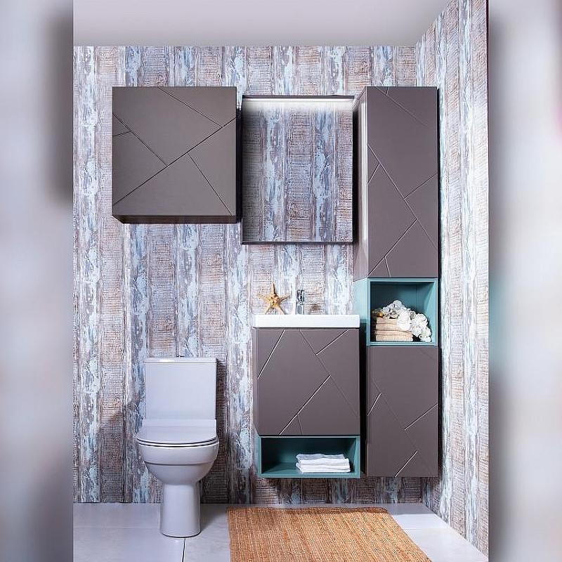 Зеркальный шкаф Бриклаер Кристалл 56 4627125414589 с подсветкой Ясень Анкор темный, купить, цена, заказать, магазин, доставка, скидка, промокод, купить, цена, заказать, магазин, доставка, скидка, промокод