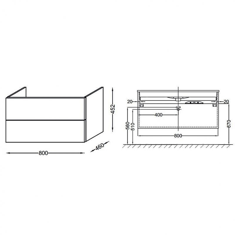 Тумба под раковину Jacob Delafon Vox 80 EB2028-RA-442 подвесная Серый антрацит, купить, цена, заказать, магазин, доставка, скидка, промокод, купить, цена, заказать, магазин, доставка, скидка, промокод