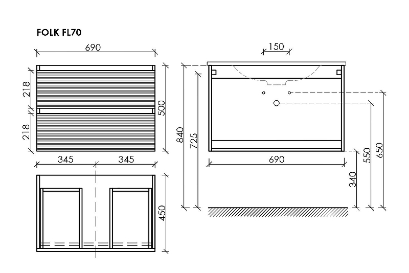 Тумба под раковину Sancos Folk 70 FL70ES подвесная Ergraut soft Ergraut soft, купить, цена, заказать, магазин, доставка, скидка, промокод, купить, цена, заказать, магазин, доставка, скидка, промокод
