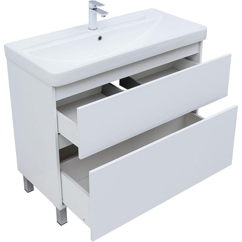 Тумба под раковину Aquanet Вега 100 344125 Белый глянец, купить, цена, заказать, магазин, доставка, скидка, промокод, купить, цена, заказать, магазин, доставка, скидка, промокод