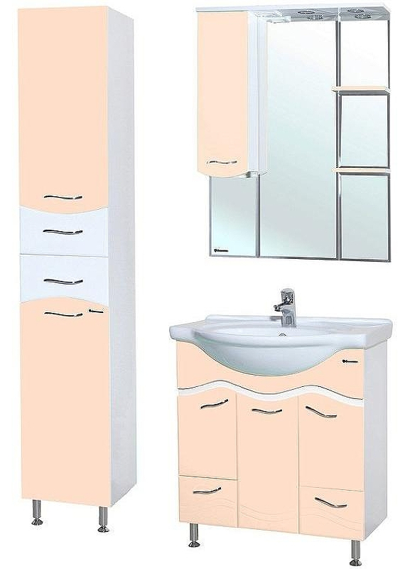 Зеркало со шкафом Bellezza Мари 75 L 4612912002223 с подсветкой Бежевое, купить, цена, заказать, магазин, доставка, скидка, промокод, купить, цена, заказать, магазин, доставка, скидка, промокод