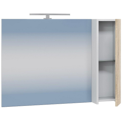 Зеркало со шкафом СанТа Меркурий 90 700460 с подсветкой Янтарное дерево Белое