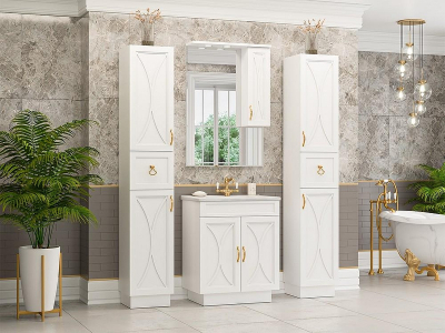 Шкаф пенал Misty Амбра 35 R П-Амб050-011П Белый матовый