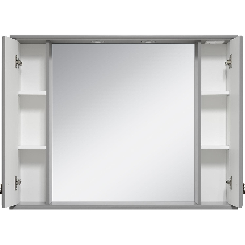 Зеркало со шкафом Misty Лувр 105 П-Лвр03105-1504 с подсветкой Серое, купить, цена, заказать, магазин, доставка, скидка, промокод, купить, цена, заказать, магазин, доставка, скидка, промокод