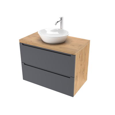 Тумба под раковину ЗОВ Дион 60 D60GD подвесная цвет Графит матовый Дуб медовый