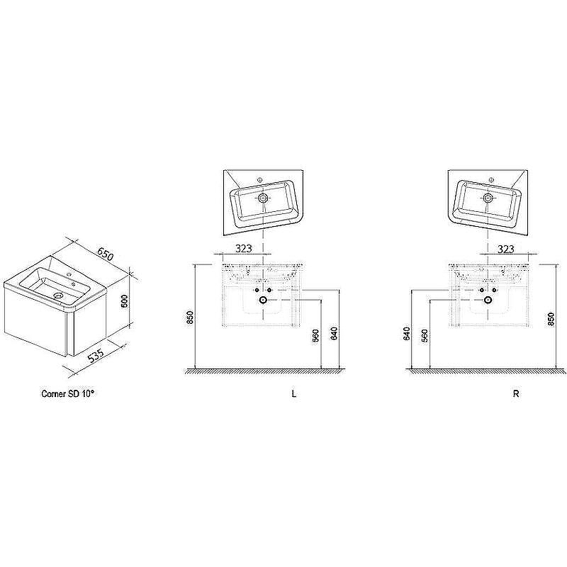 Тумба под раковину Ravak SD 10° 65 L X000000747 подвесная Темный орех, купить, цена, заказать, магазин, доставка, скидка, промокод, купить, цена, заказать, магазин, доставка, скидка, промокод