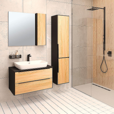 Шкаф пенал Runo Мальта 35 R 00-00001095 подвесной Дуб Черный