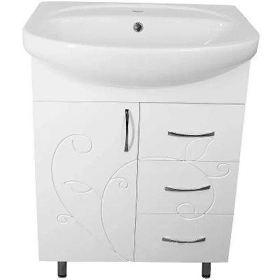 Тумба под раковину Style Line Эко Фьюжн 24 65 ЛС-00002285 Белая глянцевая