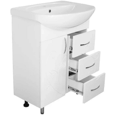 Тумба под раковину Style Line Эко Фьюжн 24 65 ЛС-00002285 Белая глянцевая