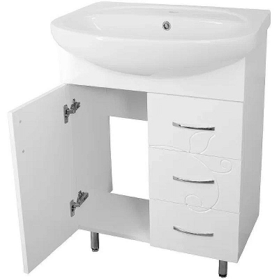 Тумба под раковину Style Line Эко Фьюжн 24 65 ЛС-00002285 Белая глянцевая