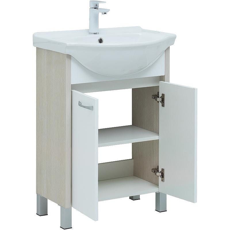 Тумба под раковину Aquanet Донна 60 273996 Белый дуб Белая, купить, цена, заказать, магазин, доставка, скидка, промокод, купить, цена, заказать, магазин, доставка, скидка, промокод