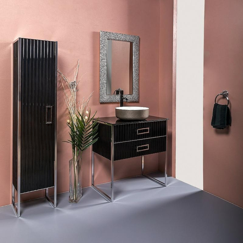 Тумба под раковину Boheme Armadi Art Monaco 80 867-080-BCR Черный глянец Хром, купить, цена, заказать, магазин, доставка, скидка, промокод, купить, цена, заказать, магазин, доставка, скидка, промокод