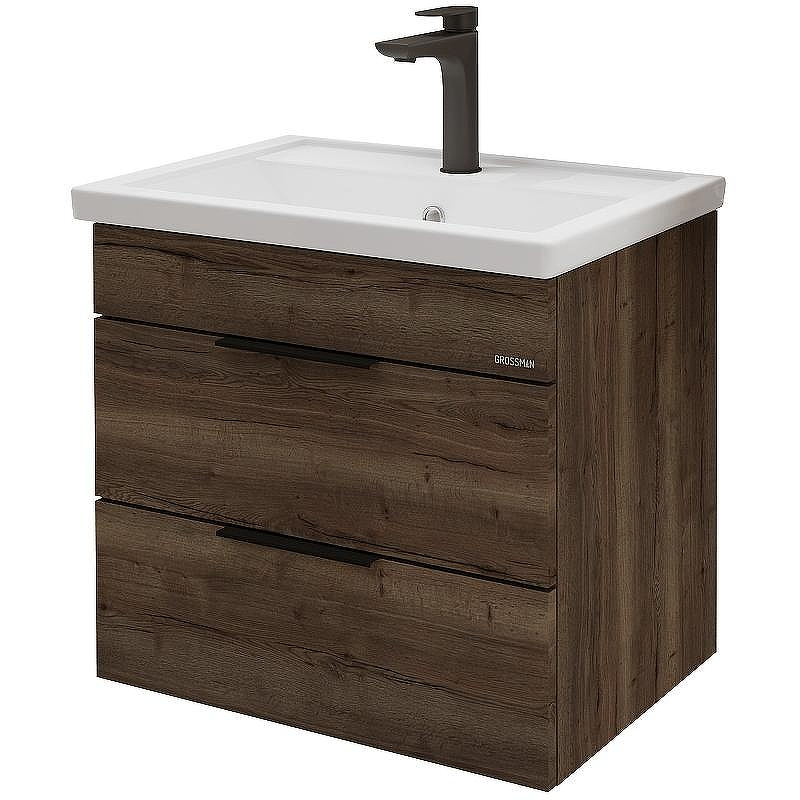 Тумба под раковину Grossman Форта 60 1060052 подвесная Темный дуб галифакс, купить, цена, заказать, магазин, доставка, скидка, промокод, купить, цена, заказать, магазин, доставка, скидка, промокод