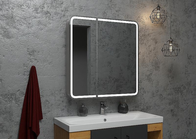 Зеркальный шкаф Континент Elliott LED 80 МВК014 с подсветкой Белый, купить, цена, заказать, магазин, доставка, скидка, промокод, купить, цена, заказать, магазин, доставка, скидка, промокод