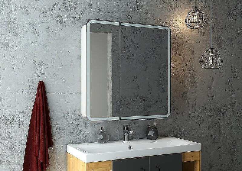 Зеркальный шкаф Континент Elliott LED 80 МВК014 с подсветкой Белый, купить, цена, заказать, магазин, доставка, скидка, промокод, купить, цена, заказать, магазин, доставка, скидка, промокод