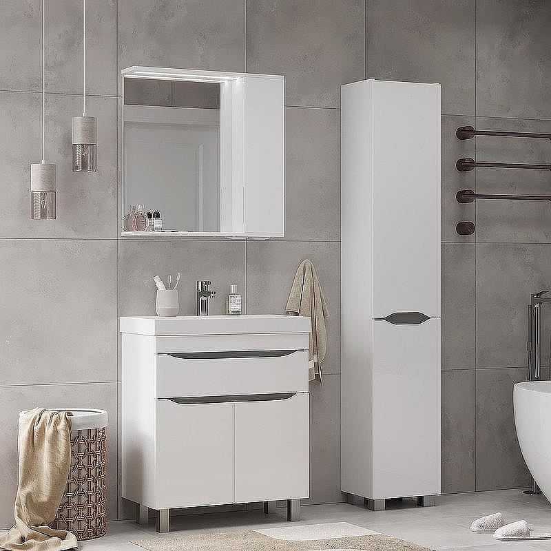 Зеркало со шкафом Volna Lake 70 R zsLAKE70.R-01 с подсветкой Белое, купить, цена, заказать, магазин, доставка, скидка, промокод, купить, цена, заказать, магазин, доставка, скидка, промокод