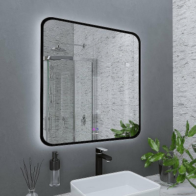 Зеркало Grossman Elegans-норма Black 80 1780802 с подсветкой Черное с сенсорным выключателем и подогревом