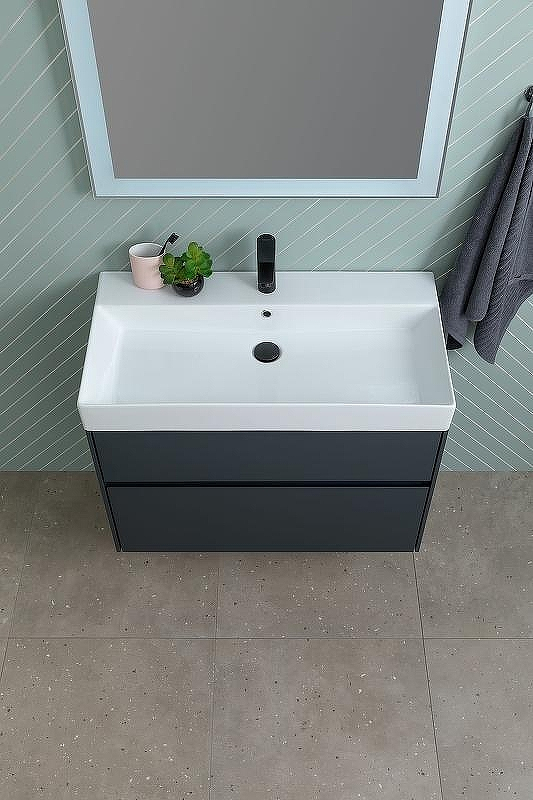 Тумба с раковиной Aquanet Бруклин 85 312889 подвесная Антрацит матовый, купить, цена, заказать, магазин, доставка, скидка, промокод, купить, цена, заказать, магазин, доставка, скидка, промокод